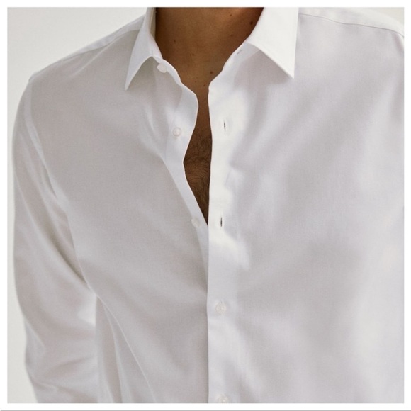 NWT. Massimo Dutti White Slim Fit Cotton Twill Shirt. Size 16,5. - Picture 5 of 14